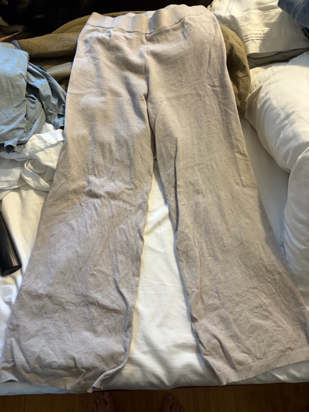 Mango Neutral Beige Ribbed Knit Pants